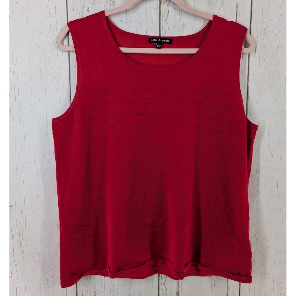 Cable And Gauge Size XL Womens Red Sleeveless Casual Tank top - Picture 1 of 8